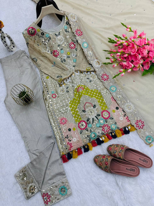 Light Green Designer Party Wear Look Gown