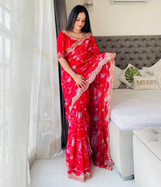 Flower Print Soft  Digital Georgette Saree