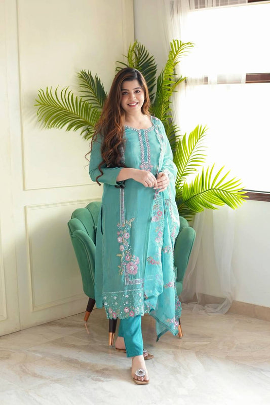 Sky Blue Launching Designer Party Wear Gorgeous Look Collections