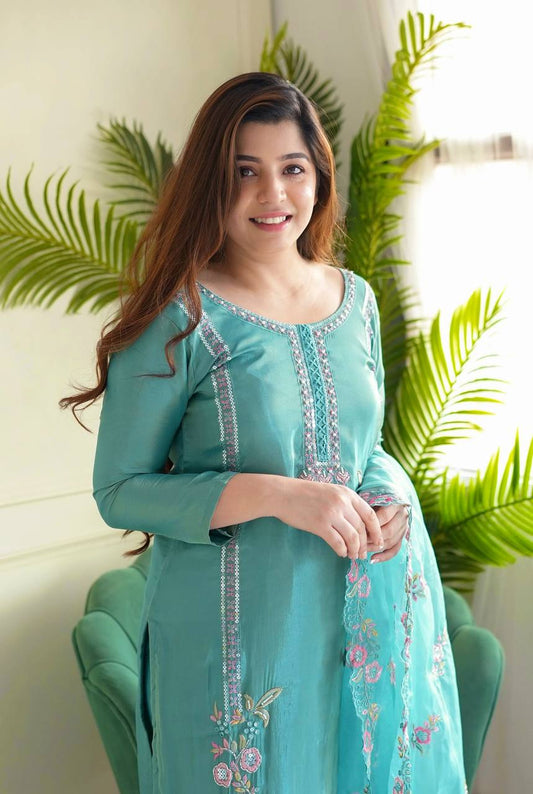 Sky Blue Launching Designer Party Wear Gorgeous Look Collections