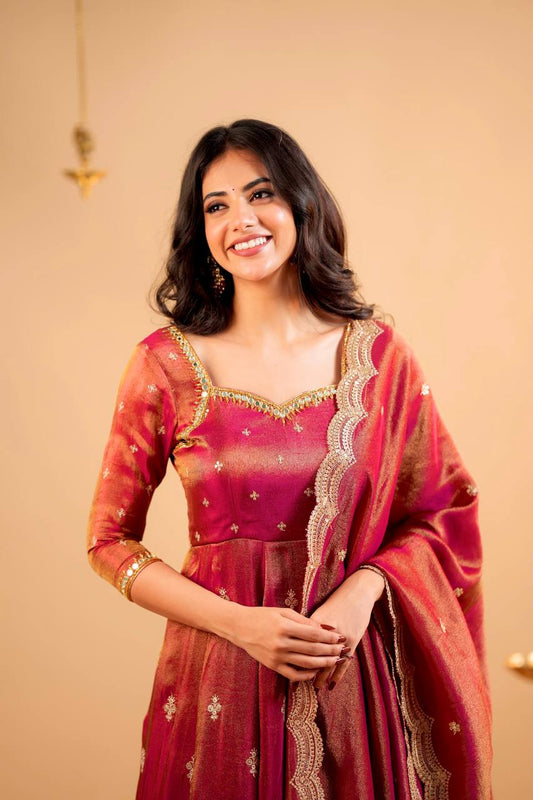 Red Launching Designer Party Wear Look Gown