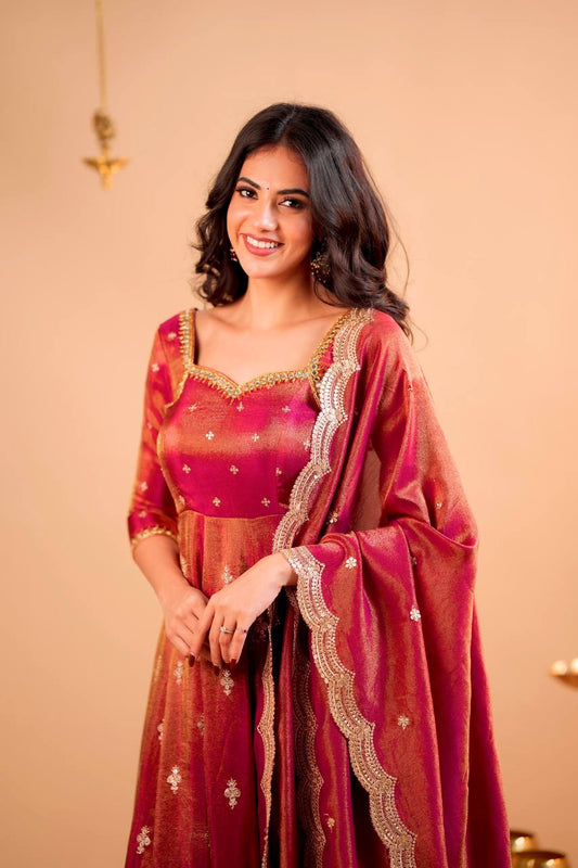 Red Launching Designer Party Wear Look Gown