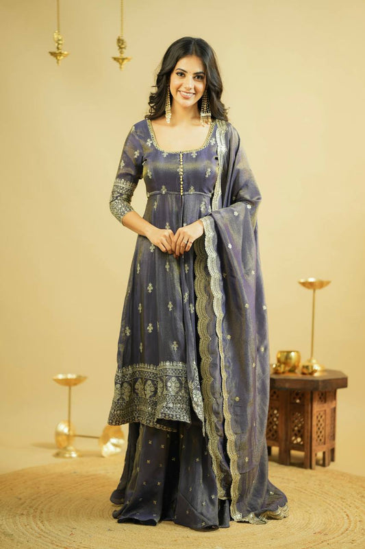Gray Launching Designer Party Wear Look Gown