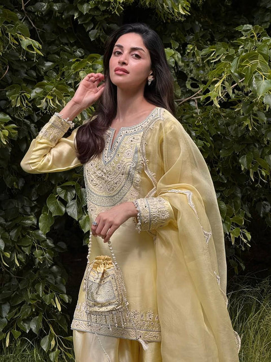 YellowLaunching Designer Party Wear Look Gown