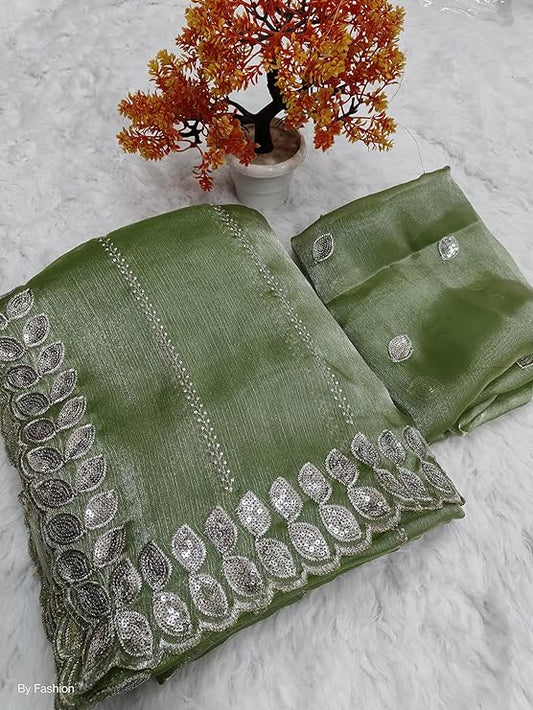 Belcon Pista Pure soft zimmy choo silk sarees with amazing