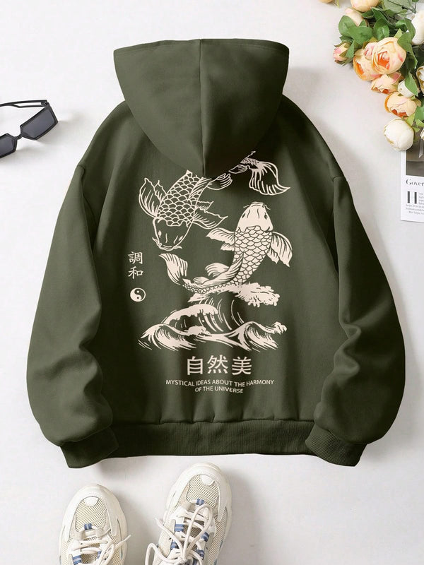 Doodle Black Back Graphic Printed Regular Fit Hoodie