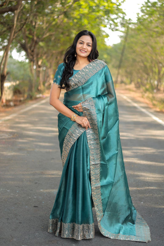 New Designer Blue Saree Launch