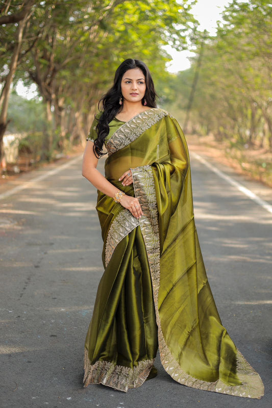 New Designer Green Saree Launch