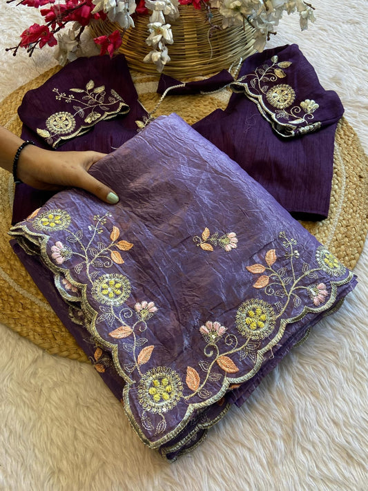 Purple crush Silk Organza Saree