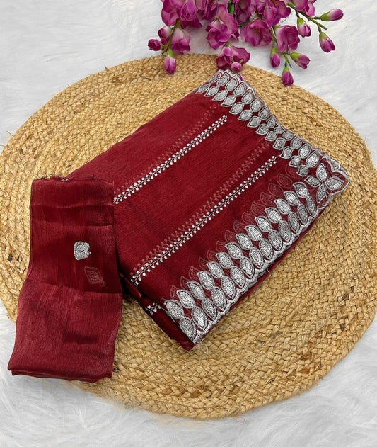 Belcon Red Pure soft zimmy choo silk sarees with amazing