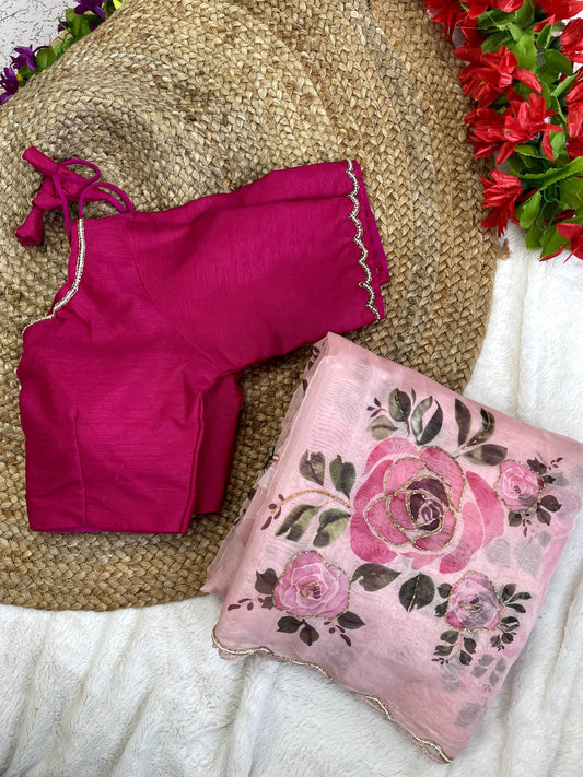 Pink Pure & Soft Organza Silk Saree