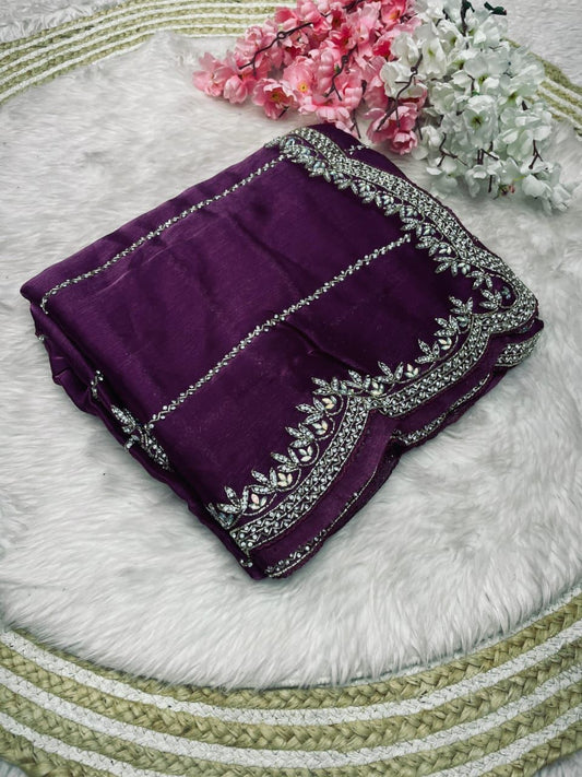 PURPLE New Patty Wear Launching Designer saree