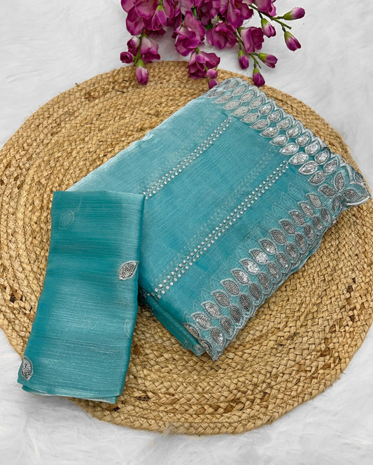 Belcon Sky Blue Pure soft zimmy choo silk sarees with amazing
