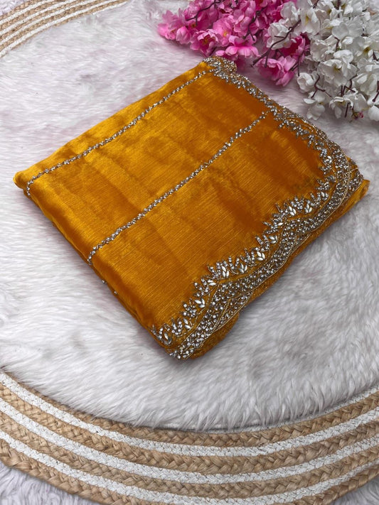 Yellow New Patty Wear Launching Designer saree