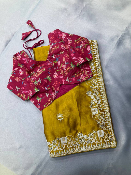 Hathi Design Wedding Wear Exclusive Ethnic Motif Saree