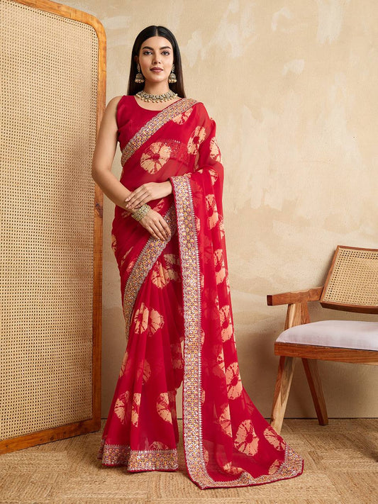 Suryamukhi Party Wear Soft Georgette Bandhej Saree